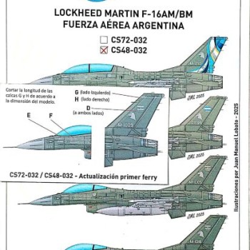 LOCKHEED MARTIN F-16AM/BM FUERZA AÉREA ARGENTINA - 1/48 - ACTUALIZACIÓN PRIMER FERRY